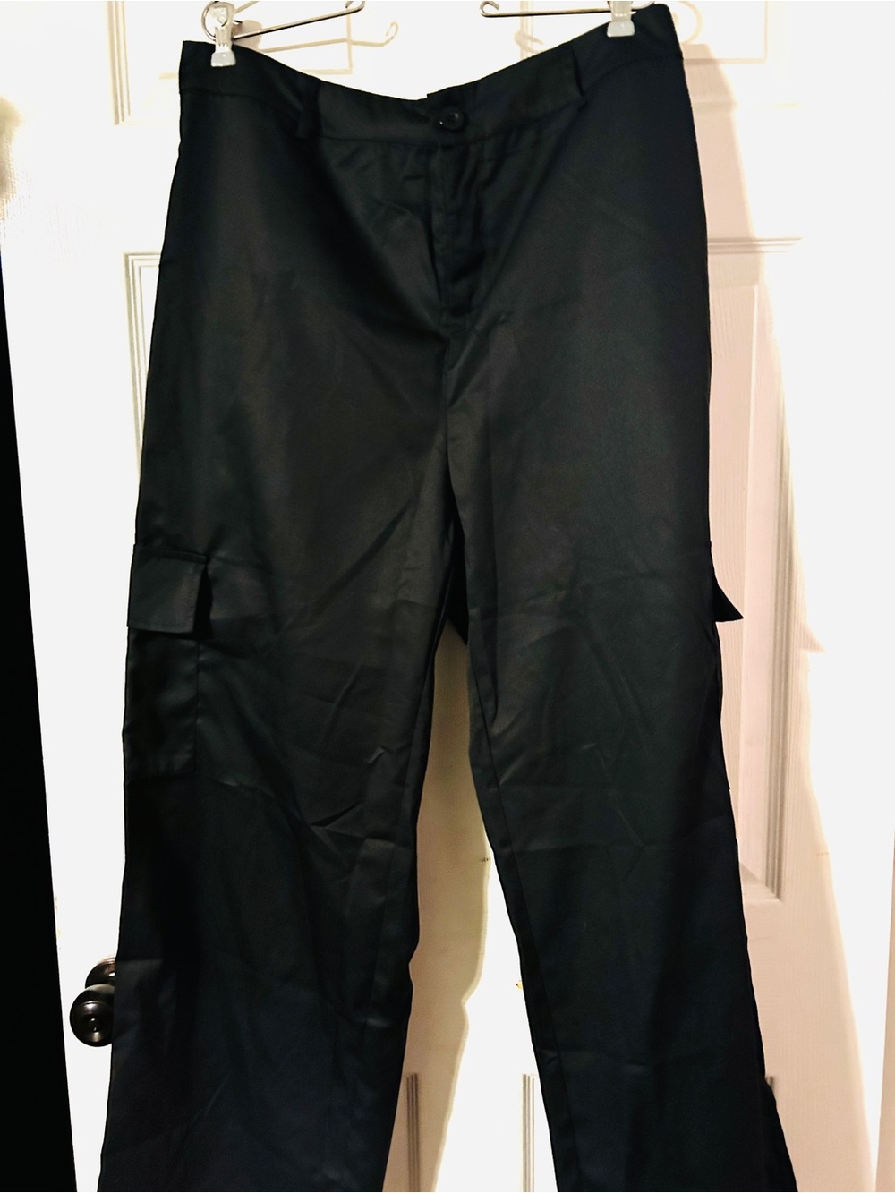 Ladies Black Cargo Pants with Side Utility Pockets